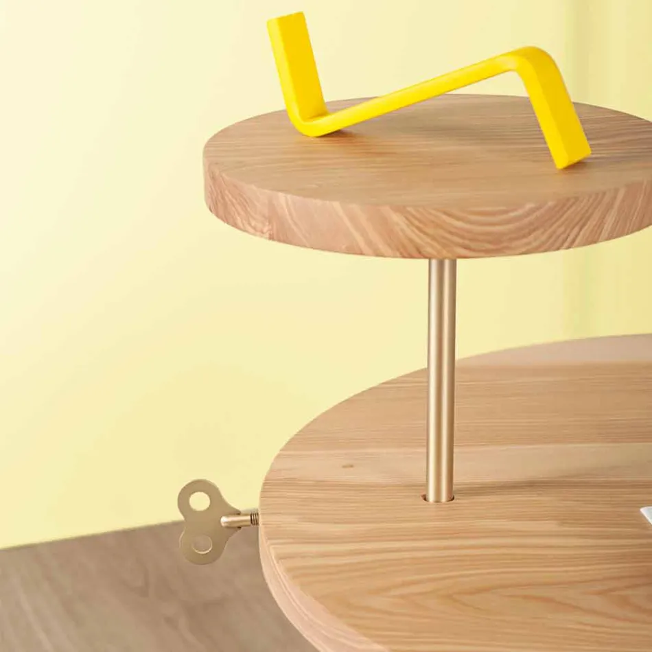 Tavolino da Salotto Moderno con Piano Rotondo in Frassino Made in Italy - Velino Viadurini