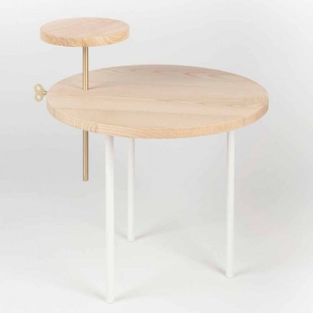 Tavolino da Salotto Moderno con Piano Rotondo in Frassino Made in Italy - Velino Viadurini