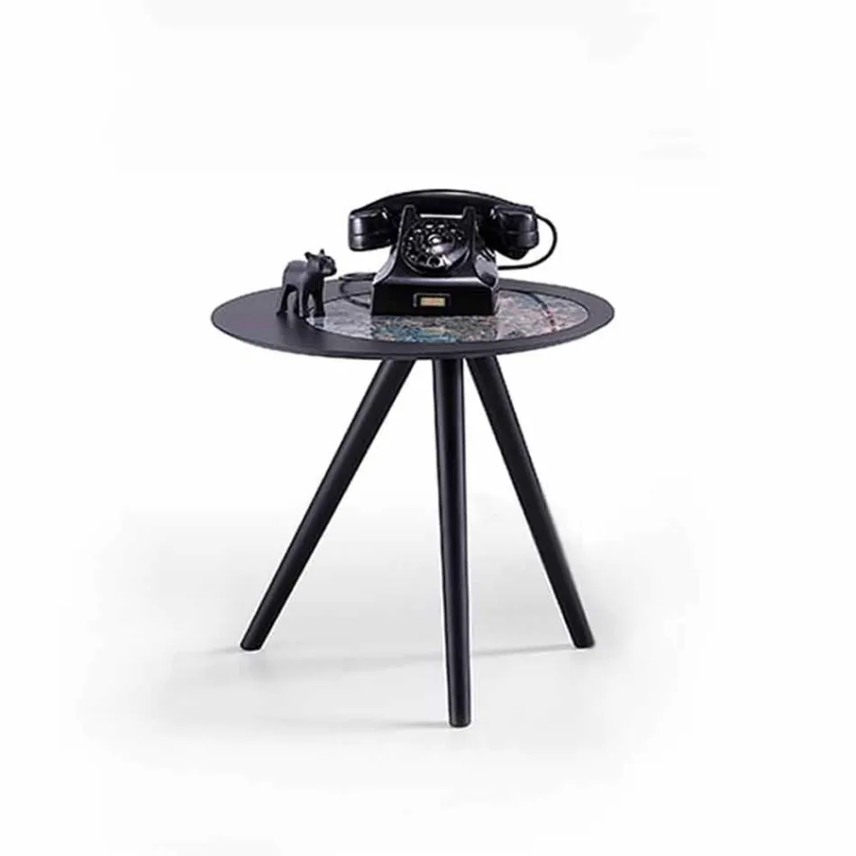 Tavolino da Salotto Moderno con Piano Rotondo in Gres Made in Italy - Stoccarda Viadurini