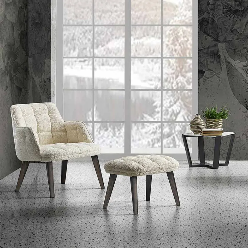 Tavolino da Salotto Moderno in Gres e Legno di Faggio Made in Italy - Titanic Viadurini