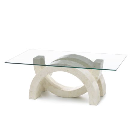Tavolino da salotto moderno in pietra e vetro - Austin  Viadurini