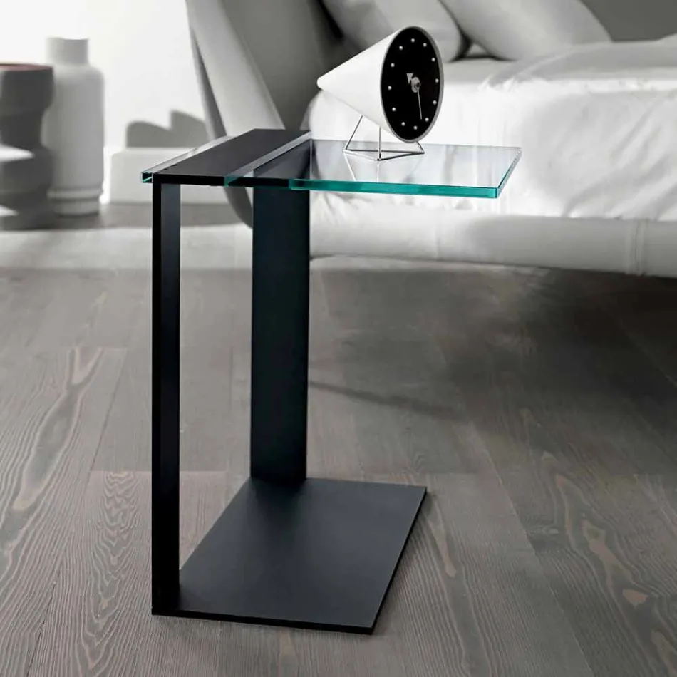 Tavolino da Salotto Moderno Metallo e Vetro Fumè o Chiaro Made in Italy – Teilor Viadurini