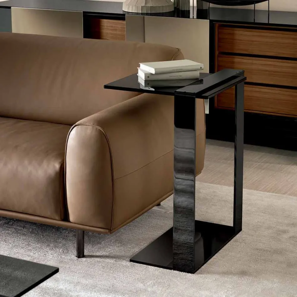 Tavolino da Salotto Moderno Metallo e Vetro Fumè o Chiaro Made in Italy – Teilor Viadurini