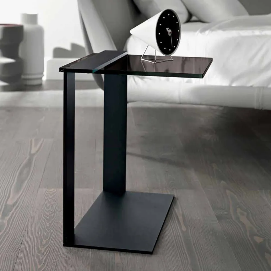 Tavolino da Salotto Moderno Metallo e Vetro Fumè o Chiaro Made in Italy – Teilor Viadurini