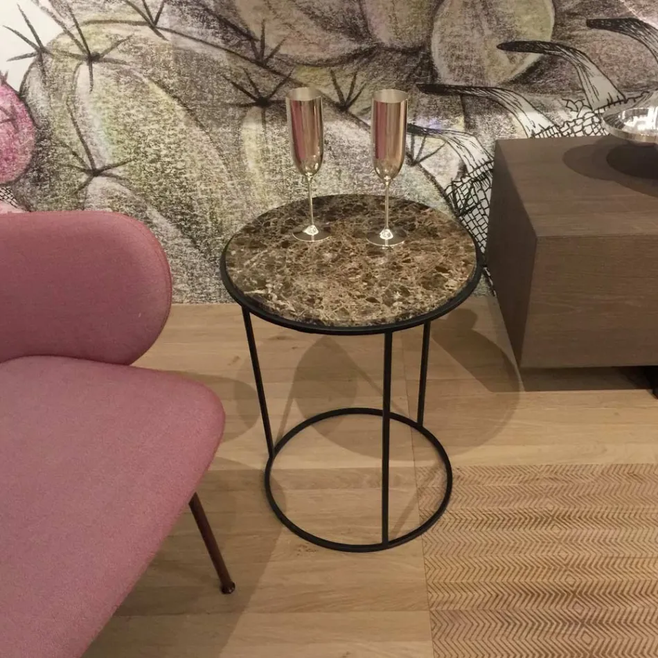 Tavolino da Salotto Moderno Rotondo in Metallo e Marmo di Alta Qualità- Raphael Viadurini