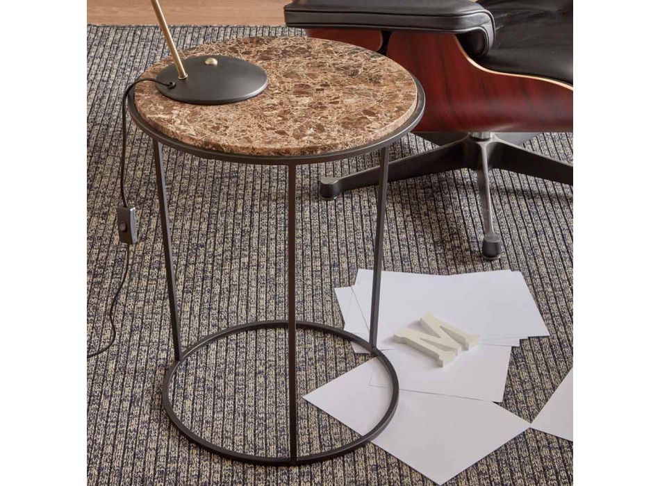 Tavolino da Salotto Moderno Rotondo in Metallo e Marmo di Alta Qualità- Raphael Viadurini