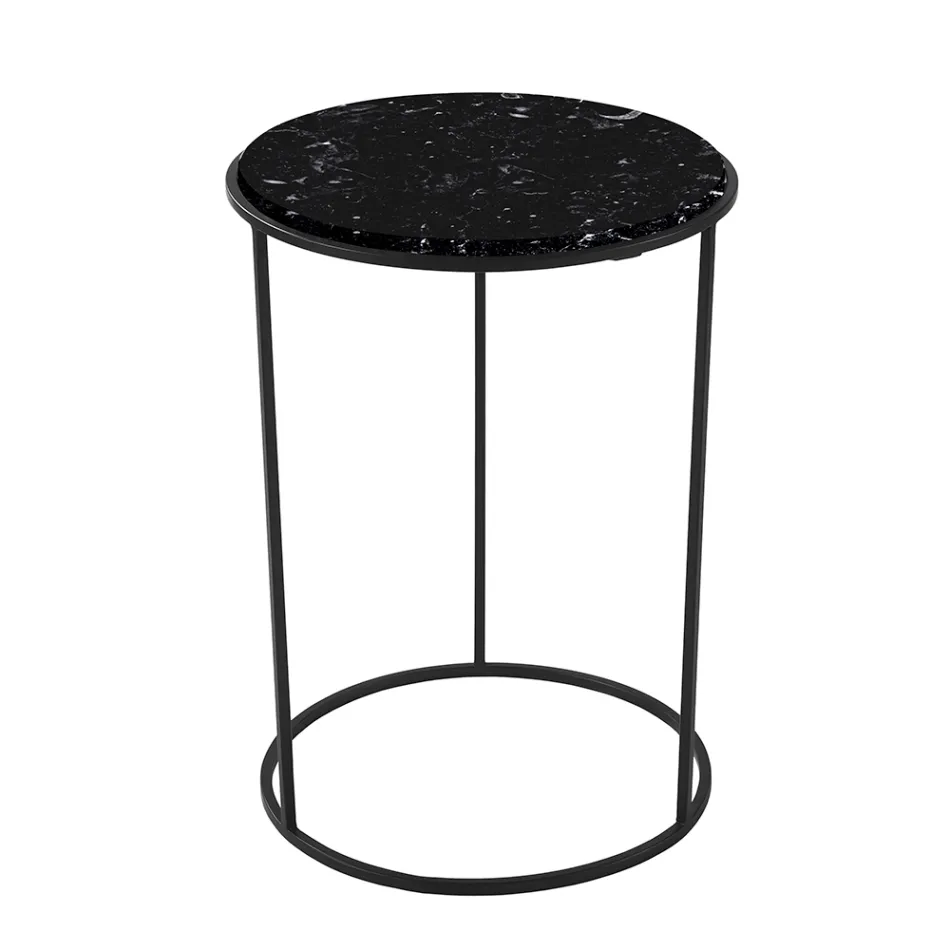 Tavolino da Salotto Moderno Rotondo in Metallo e Marmo di Alta Qualità- Raphael Viadurini