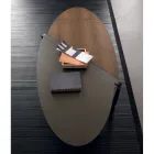 Tavolino da Salotto Ovale in Metallo e Piano Bicolore in Legno - Comacchio Viadurini