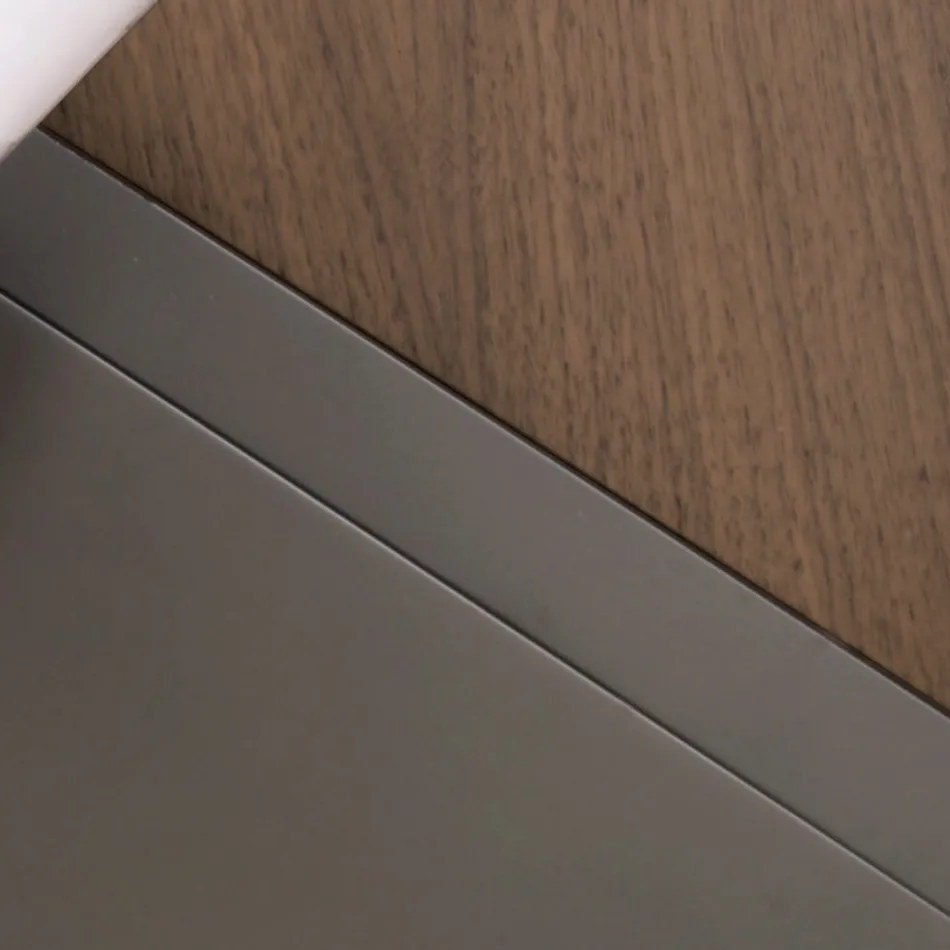 Tavolino da Salotto Ovale in Metallo e Piano Bicolore in Legno - Comacchio Viadurini