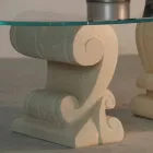 Tavolino da salotto ovale in pietra e cristallo di design Aracne-S Viadurini