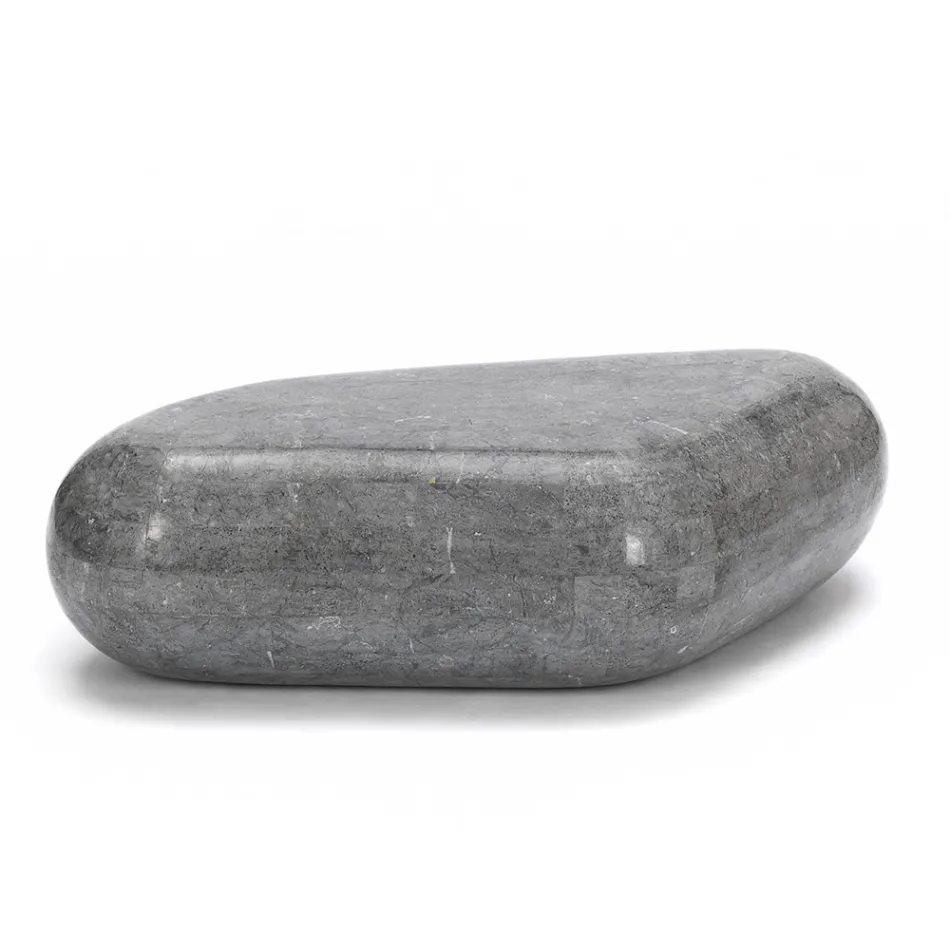 Tavolino da Salotto Ovale in Pietra Fossile Moderno - Avenue Viadurini