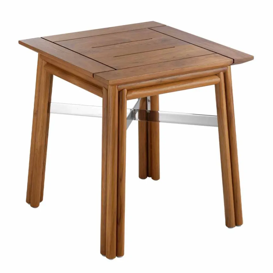 Tavolino da Salotto per Esterno in Legno Naturale o Nero, 2 Misure - Suzana Viadurini