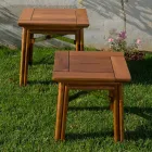 Tavolino da Salotto per Esterno in Legno Naturale o Nero, 2 Misure - Suzana Viadurini