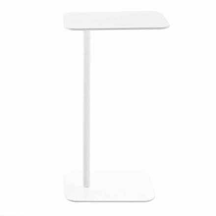 Tavolino da Salotto Porta Tablet Moderno in Rovere e Metallo Bianco - Adelaide  Viadurini