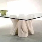 Tavolino da salotto quadrato in petra e cristallo, design moderno Kos Viadurini