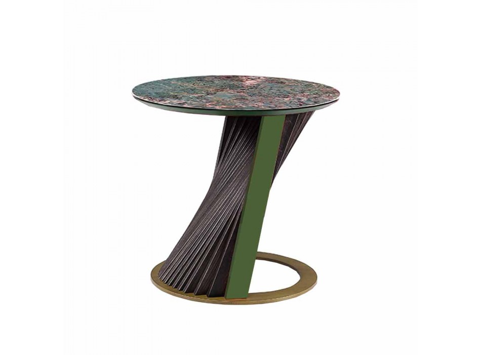 Tavolino da Salotto Rotondo di Design in Gres e Frassino Made in Italy  - Bering Viadurini