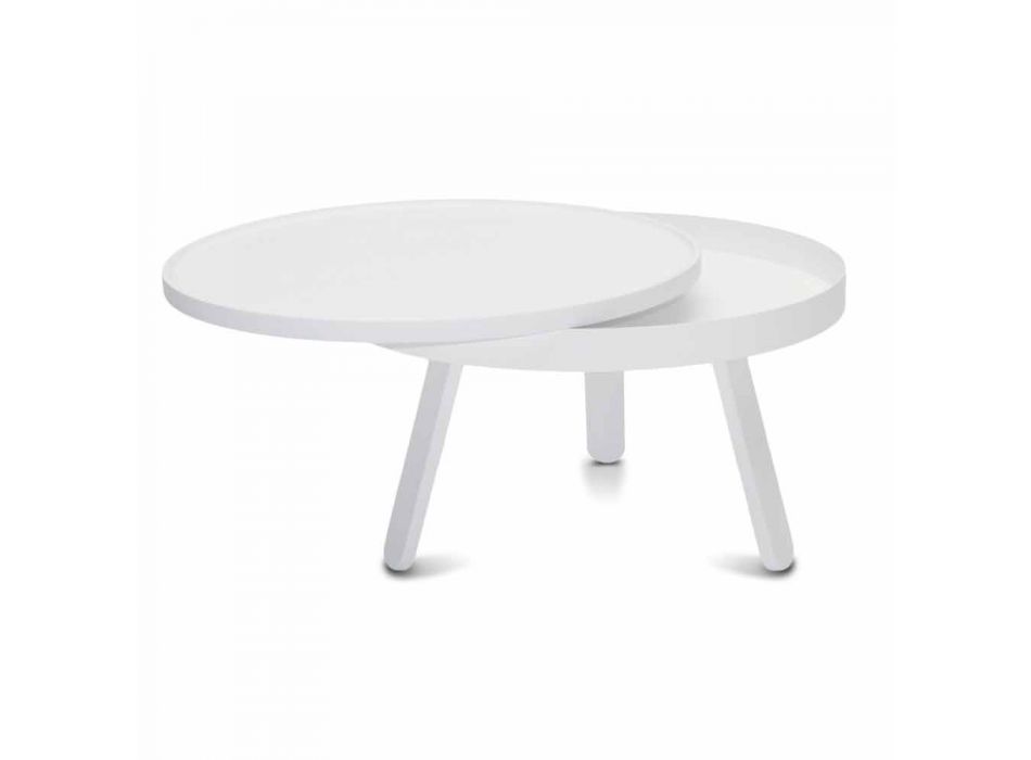 Tavolino da Salotto Rotondo di Design in Legno Massello e Metallo - Salerno Viadurini