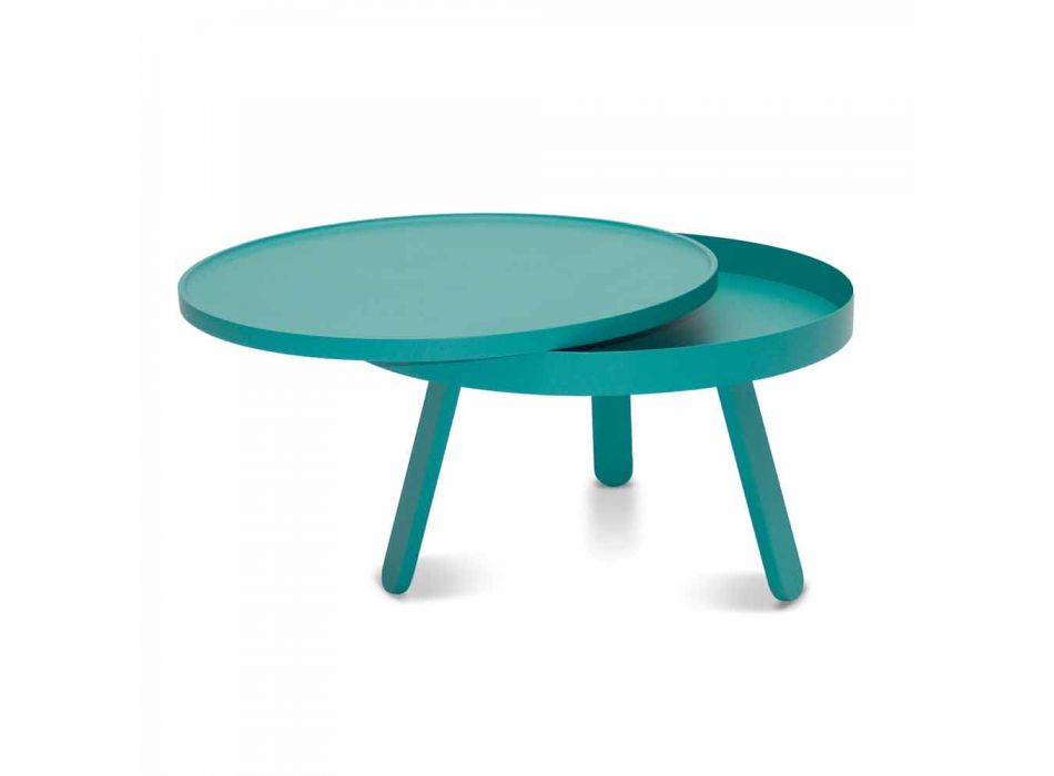 Tavolino da Salotto Rotondo di Design in Legno Massello e Metallo - Salerno Viadurini