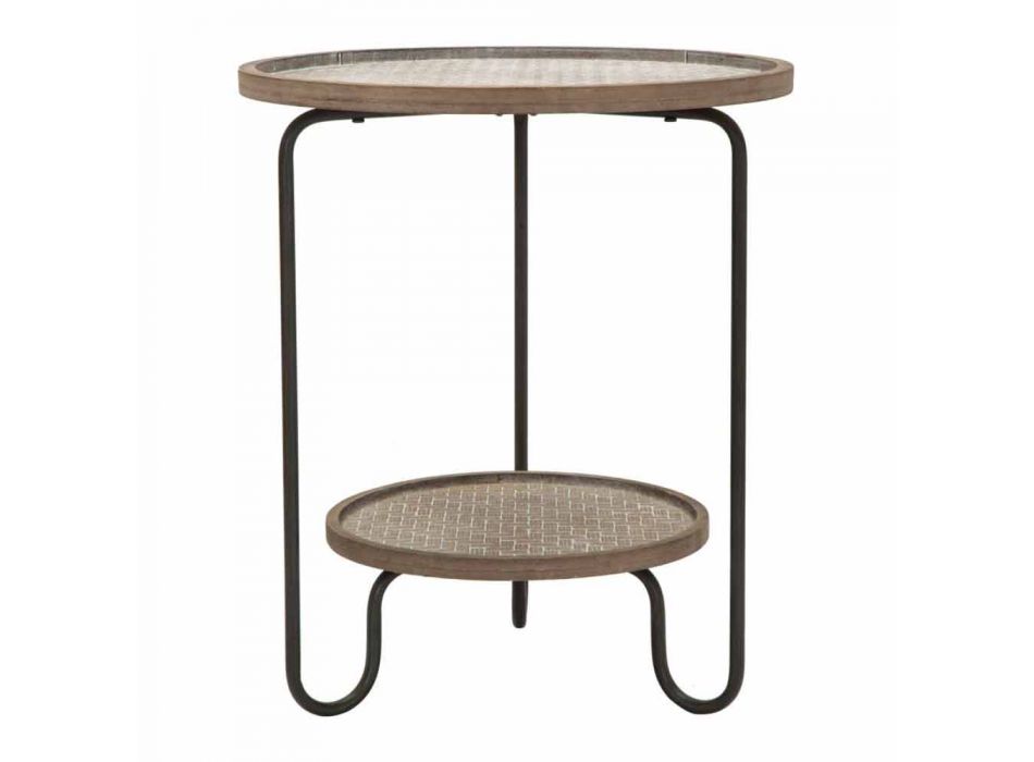 Tavolino da Salotto Rotondo in Ferro e MDF di Design Moderno - Luther Viadurini
