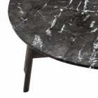 Tavolino da Salotto Rotondo in Marmo e Legno di Faggio Made in Italy - Daniela Viadurini