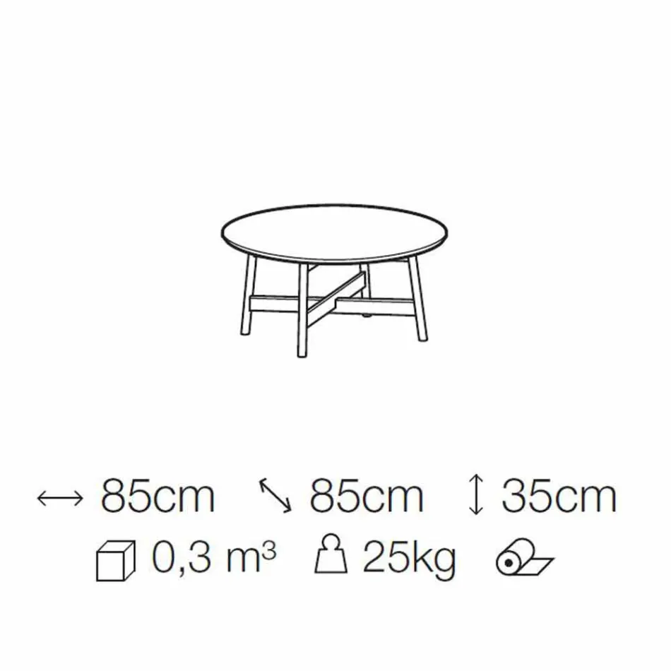 Tavolino da Salotto Rotondo in Marmo e Legno di Faggio Made in Italy - Daniela Viadurini
