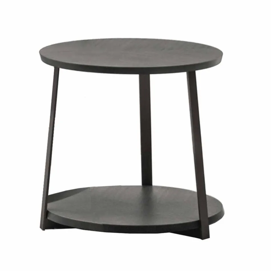 Tavolino da Salotto Rotondo in Mdf con Struttura in Metallo Made in Italy - Aloe Viadurini