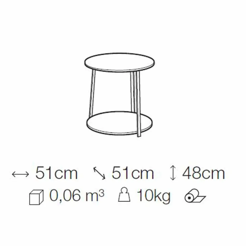 Tavolino da Salotto Rotondo in Mdf con Struttura in Metallo Made in Italy - Aloe Viadurini