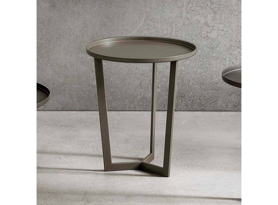 Tavolino da Salotto Rotondo in Metallo Verniciato Made in Italy, di Lusso - Mina Viadurini