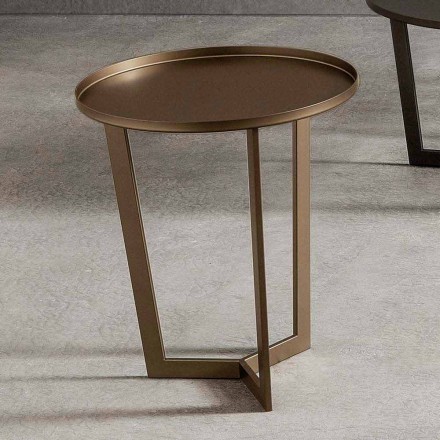 Tavolino da Salotto Rotondo in Metallo Verniciato Made in Italy, di Lusso - Mina Viadurini