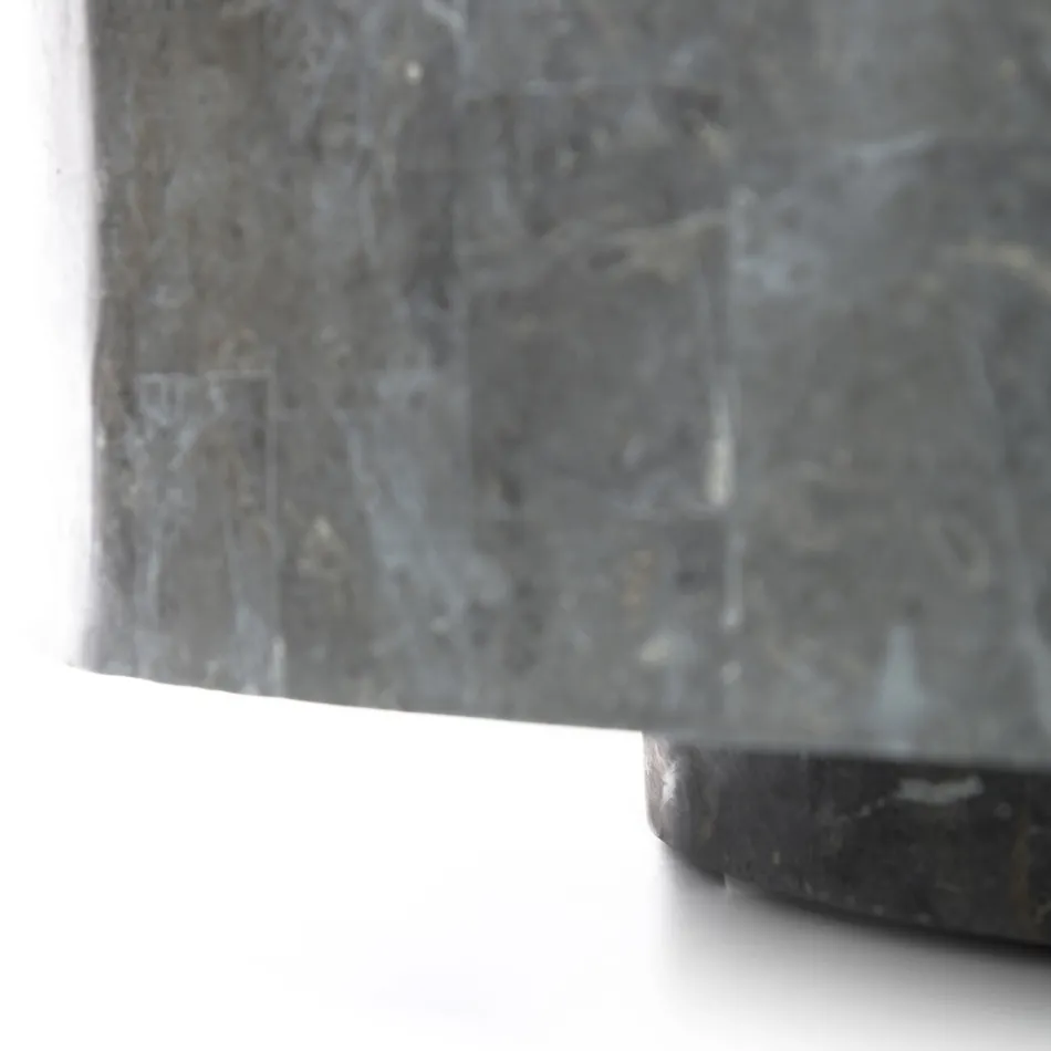 Tavolino da Salotto Rotondo Moderno in Pietra Fossile - Vermont Viadurini