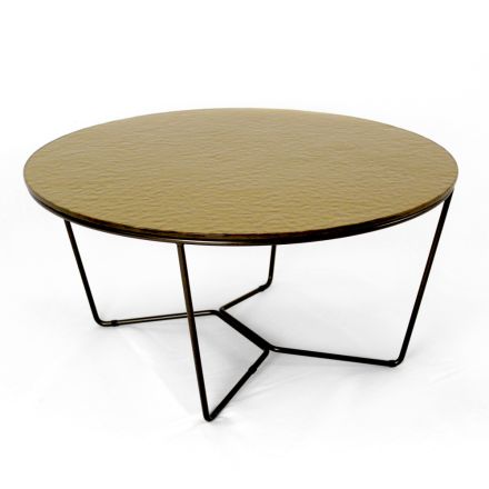 Tavolino da Salotto Rotondo Realizzato in Vetro e Acciaio Made in Italy - Paini Viadurini