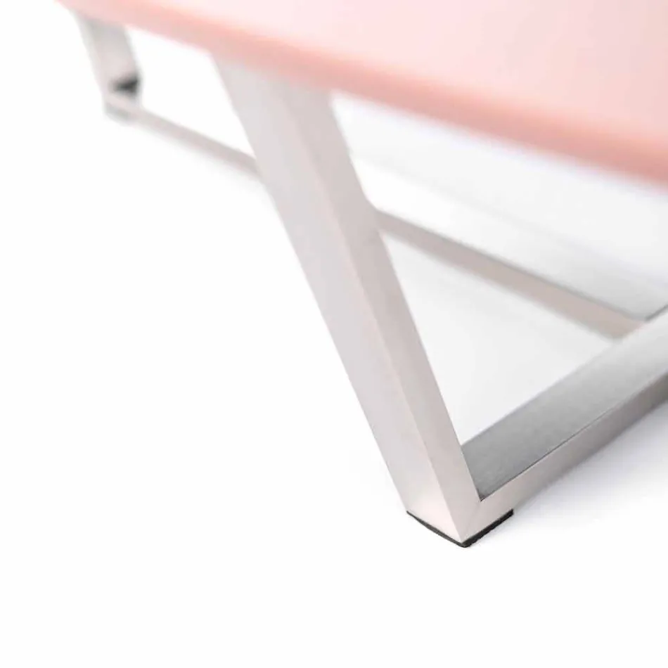 Tavolino da Salotto Sagomato Moderno in Mdf e Metallo Cromato – Pimpa Viadurini