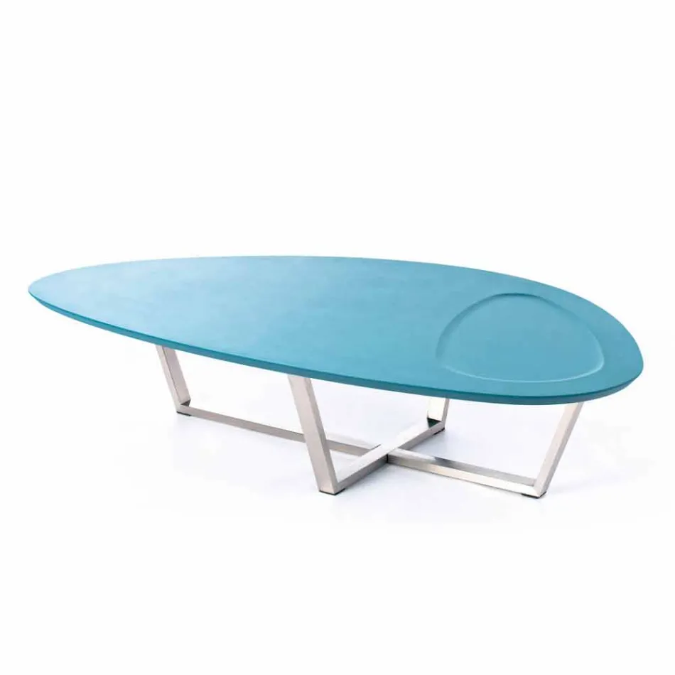 Tavolino da Salotto Sagomato Moderno in Mdf e Metallo Cromato – Pimpa Viadurini