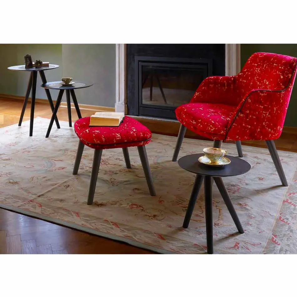 Tavolino da Salotto Tondo in Legno Laccato Grigio Nero Made in Italy - Stoccarda Viadurini