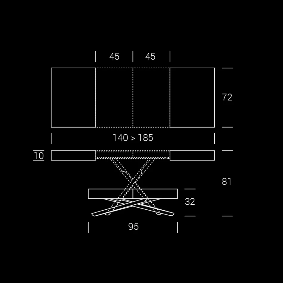 Tavolino da Salotto Trasformabile in Legno e Metallo, Made in Italy - Sanrocco Viadurini