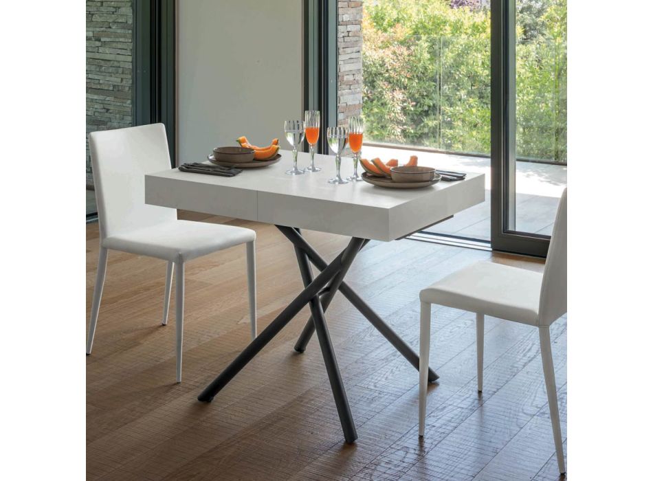 Tavolino da Salotto Trasformabile in Legno e Metallo, Made in Italy - Sanrocco Viadurini