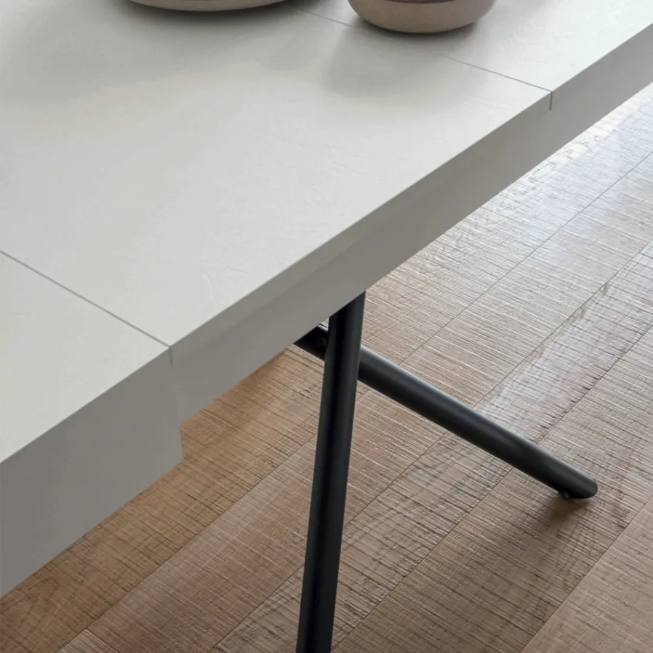 Tavolino da Salotto Trasformabile in Legno e Metallo, Made in Italy - Sanrocco Viadurini