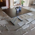 Tavolino da Salotto Trasformabile in Metallo e Piano in Vetro - Morgan Viadurini