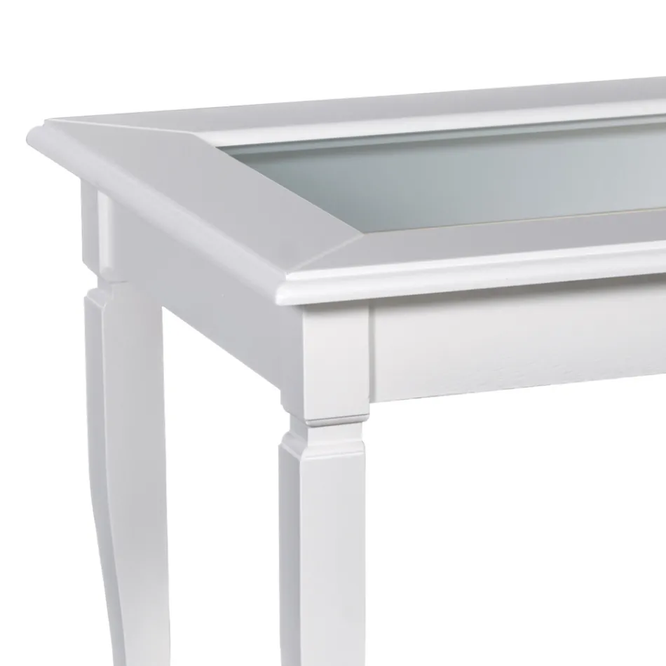 Tavolino da Soggiorno con Bacheca in Vetro Made in Italy - Demetra Viadurini