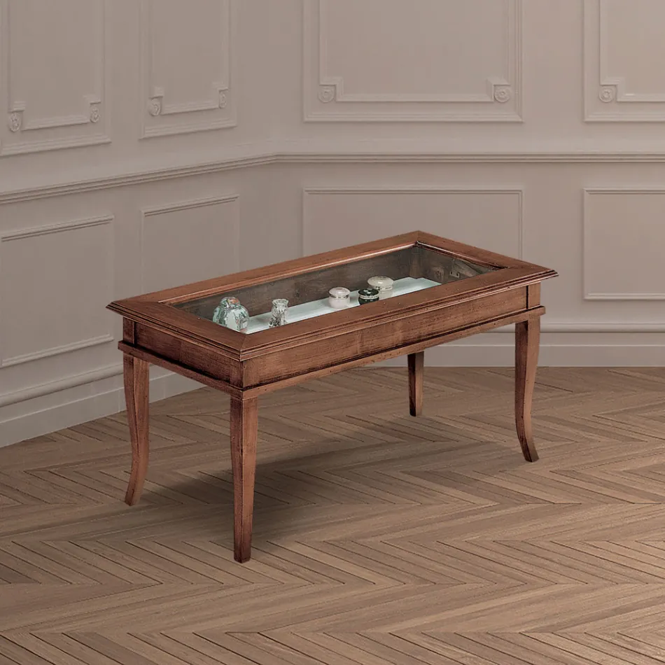 Tavolino da Soggiorno con Bacheca in Vetro Made in Italy - Demetra Viadurini