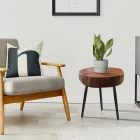 Tavolino da Soggiorno con Gambe in Metallo e Piano in Legno Massello - Sardegna Viadurini