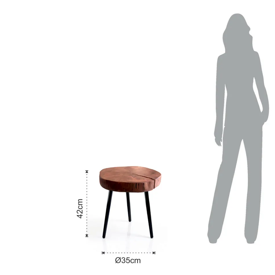 Tavolino da Soggiorno con Gambe in Metallo e Piano in Legno Massello - Sardegna Viadurini