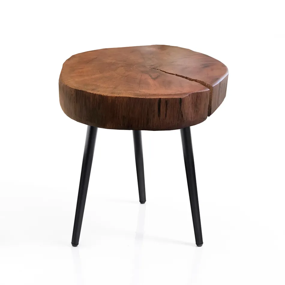 Tavolino da Soggiorno con Gambe in Metallo e Piano in Legno Massello - Sardegna Viadurini