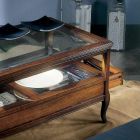 Tavolino da Soggiorno con Piano in Vetro e 2 Cassetti Made in Italy - Xipe Viadurini