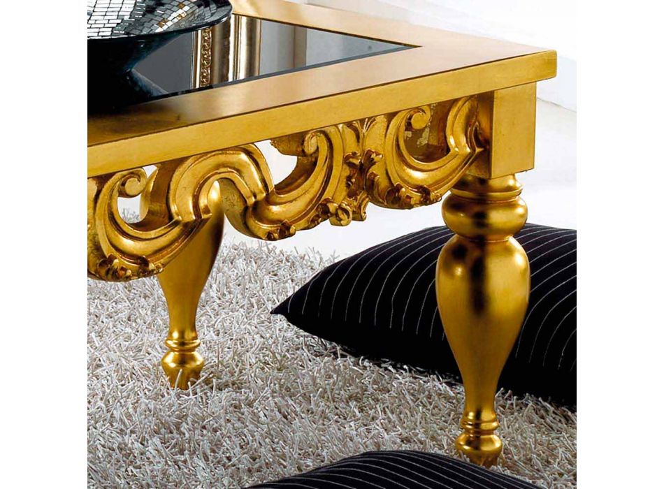 Tavolino da soggiorno design classico in legno Lof, finitura oro Viadurini