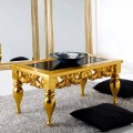 Tavolino da soggiorno design classico in legno Lof, finitura oro
