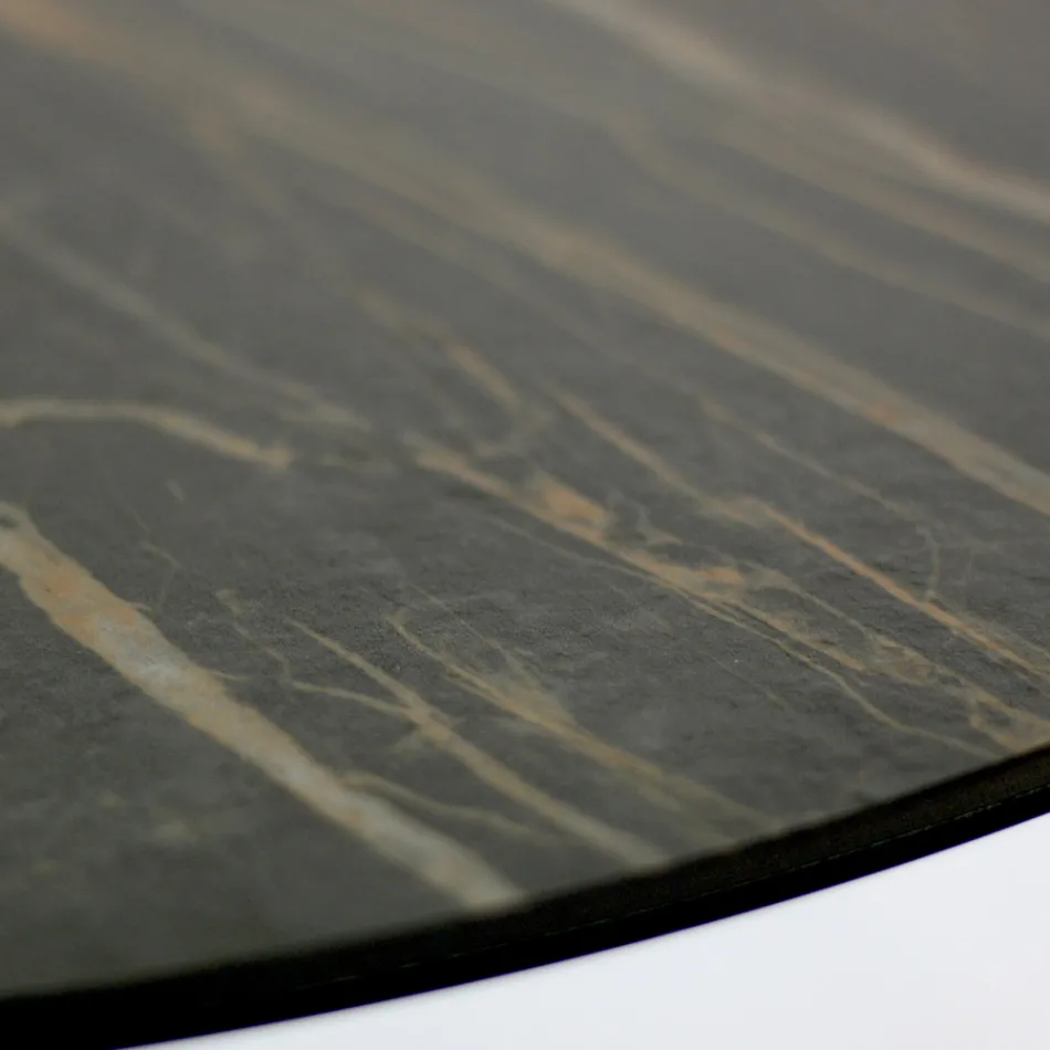 Tavolino da Soggiorno in Acciaio e Grès Porcellananto Realizzato in Italia - Aspira Viadurini