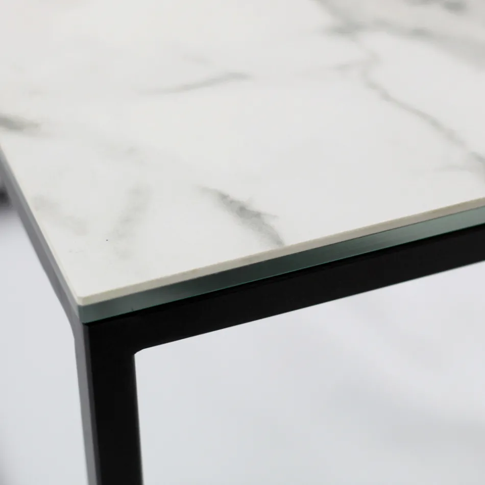 Tavolino da Soggiorno in Grès e Acciaio Made in Italy - Birba Viadurini