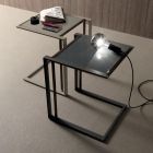 Tavolino da Soggiorno in Metallo e Vetro di Design Geometrico - Zigozago Viadurini