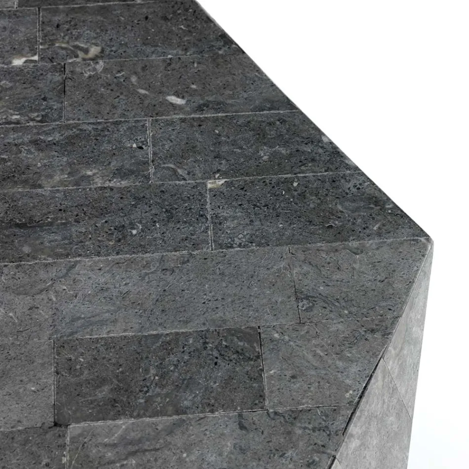 Tavolino da Soggiorno Interamente in Pietra Fossile Diverse Finiture - Aria Viadurini